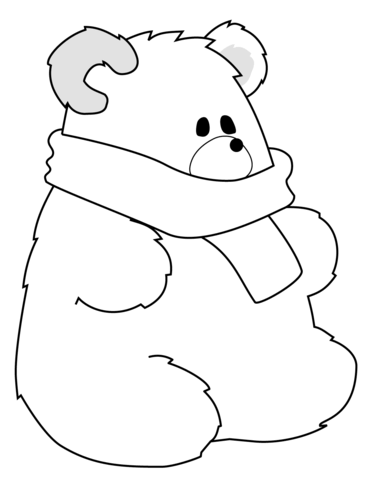 Polar Bear With Scarf Coloring Page